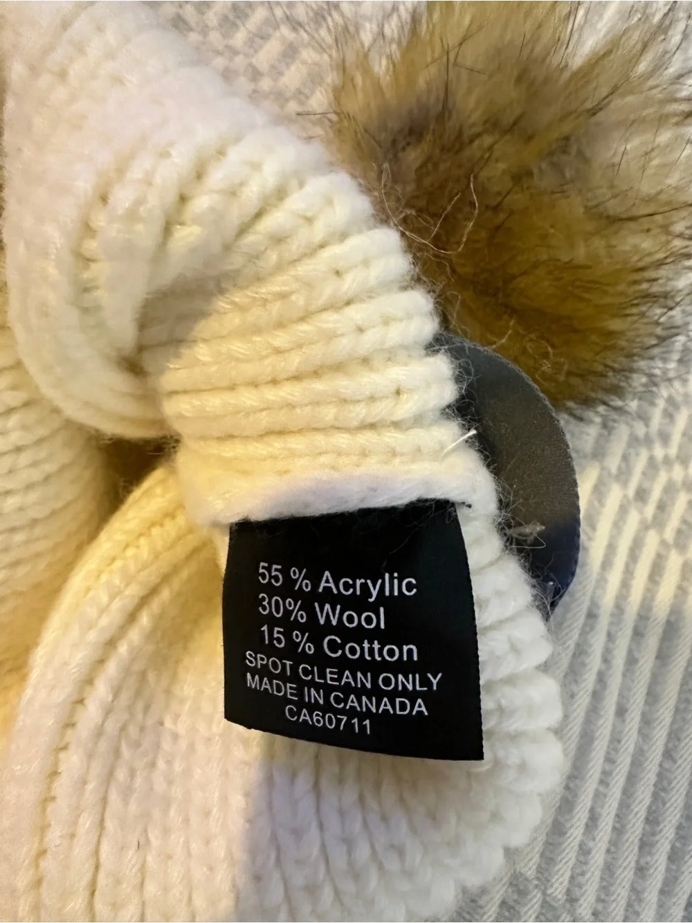 Anthropologie Pick-A-Pom Marled Beanie Base Cream w/Taupe Pom - Picture 11 of 12